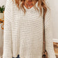 Openwork Round Neck Long Sleeve Sweater