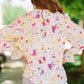 Floral Ruffle Shoulder Tie Neck Top