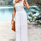Frill Trim Tie Shoulder Wide Leg Jumpsuit with Pockets