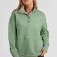 Half Sanp Drop Shoulder Long Sleeve Sweatshirt