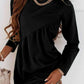 Ruched Round Neck Long Sleeve Dress