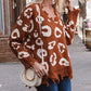 Leopard Frayed Hem Long Sleeve Sweater