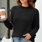Waffle-Knit Round Neck Reglan Sleeve Sweater