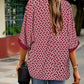 Geometric Print Notched Blouse