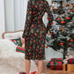 Christmas Element Print Long Sleeve Dress