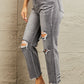 BAYEAS Mid Rise Distressed Cropped Dad Jeans