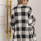 Plaid Collared Neck Longline Coat