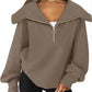 Half-Zip Lantern Sleeve Top