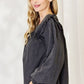 HEYSON Full Size Mineral Wash Smocked Round Neck Blouse