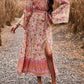 Bohemian Surplice Neck Slit Dress
