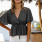 Printed Tied Flutter Sleeve Babydoll Blouse