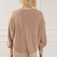 Exposed Seam Half Button Dropped Shoulder Sweashirt