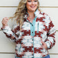 Plus Size Geometric Sanp Down Long Sleeve Jacket
