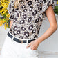 Animal Print Puff Sleeve Round Neck Blouse