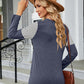 Color Block Round Neck Long Sleeve Blouse