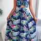 Botanical Print Tied Backless Cutout Slit Dress