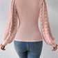 Swiss Dot Waffle-Knit Lantern Sleeve T-Shirt