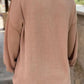 Ribbed Color Block Exposed Seam Round Neck Blouse
