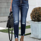 Button Fly Distressed Skinny Jeans