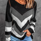 Eyelet Color Block Long Sleeve Sweater