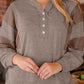 Waffle Buttoned Long Sleeve Top