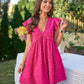 Textured V-Neck Flutter Sleeve Dress