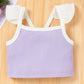 Baby Girl Contrast Trim Ribbed Cami and Shorts Set