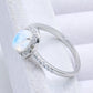 925 Sterling Silver Natural Moonstone Halo Ring
