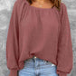 Square Neck Waffle-Knit Top