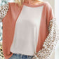 Leopard Color Block Long Sleeve Blouse