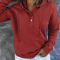 Half Snap Drawstring Long Sleeve Hoodie