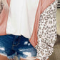 Leopard Color Block Long Sleeve Blouse