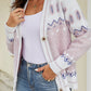Printed V-Neck Buttoned Cardigan