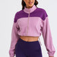 Contrast Drawstring Zip Up Jacket