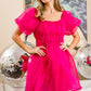 BiBi Puff Sleeve Organza Mini Dress