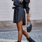 Tie Waist Collared Long Sleeve Dress
