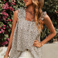 Ditsy Floral Ruffled Square Neck Sleeveless Tank