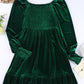 Square Neck Smocked Ruffle Hem Dress