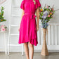 Reborn J Tie Waist Ruffle Trim Short Sleeve Dress