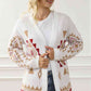 Geometric Open Front Long Sleeve Cardigan