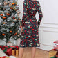 Christmas Element Print Long Sleeve Dress