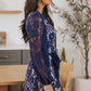 Pompom Trim Puff Sleeve Belted Lace Dress