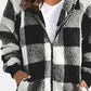 Plaid Zip Up Hooded Jacket with Pockets