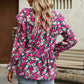 Printed Round Neck Flounce Sleeve Blouse