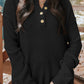 Waffle-Knit Dropped Shoulder Buttoned Sweater