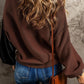 Color Block Exposed Seam Long Sleeve Sweater