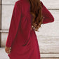 Ruched Round Neck Long Sleeve Dress