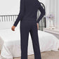 Round Neck Long Sleeve Top and Drawstring Pants Lounge Set