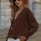V-Neck Button-Down Dropped Shoulder Cardigan