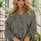 Striped Batwing Sleeve Dropped Shoulder Jacket